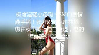 极度淫骚小母狗！SM口塞情趣手铐！张开双腿炮击抽插，绑在秋千椅上电击骚逼，电的浑身颤抖高潮喷水